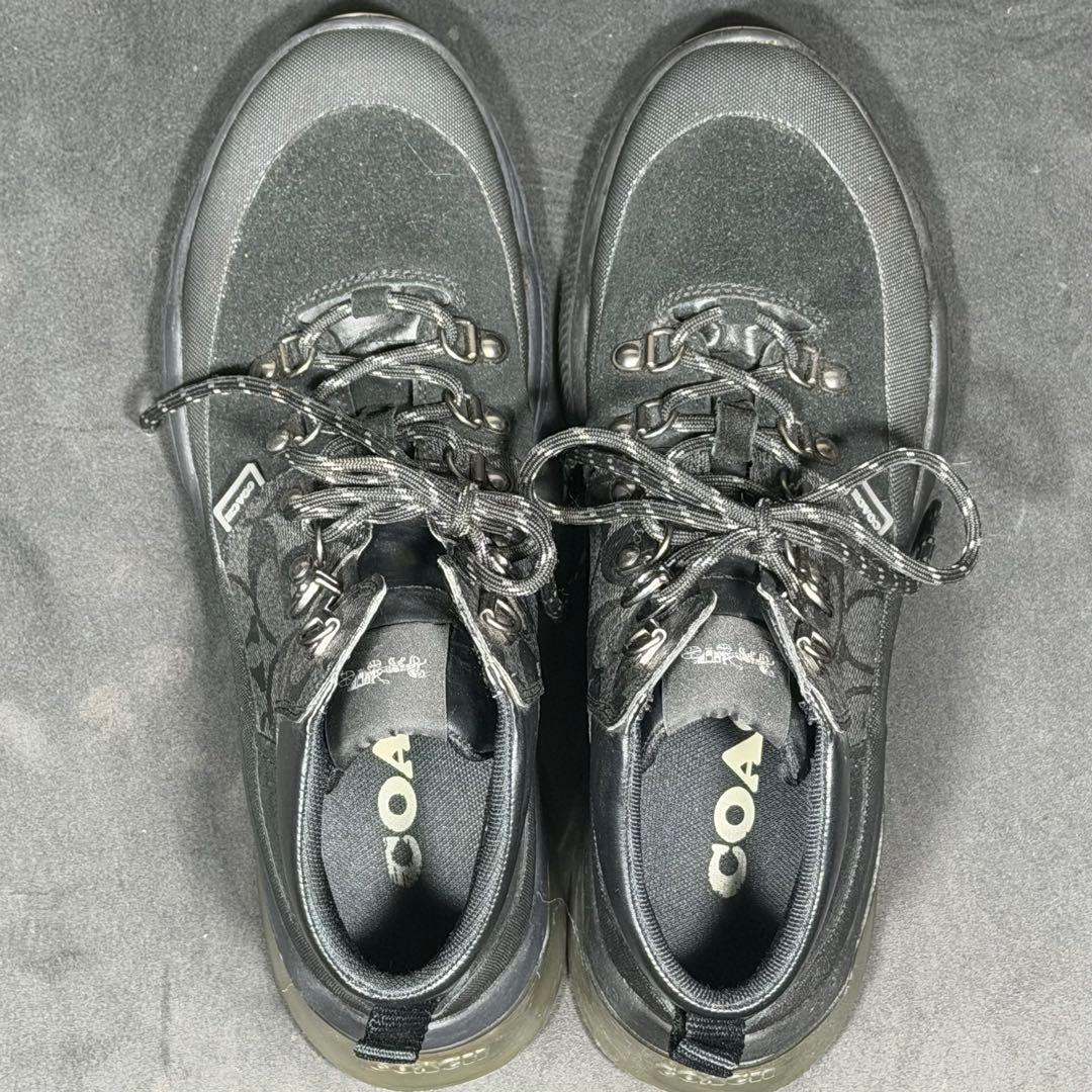 coachハイカットブラックシグネチャーレザースニーカー41約26.5cmブーツ