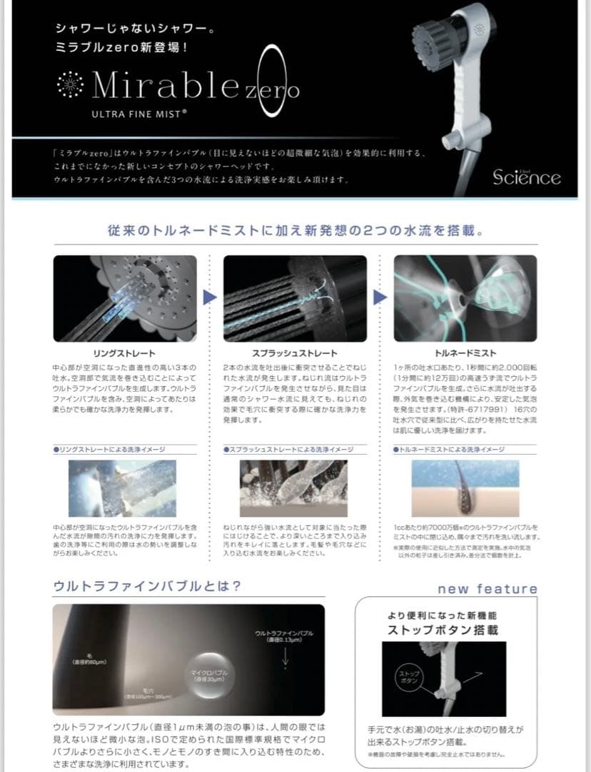 ミラブルゼロ　Mirablezero シャワーヘッド　フェイスケア　ボディケア
