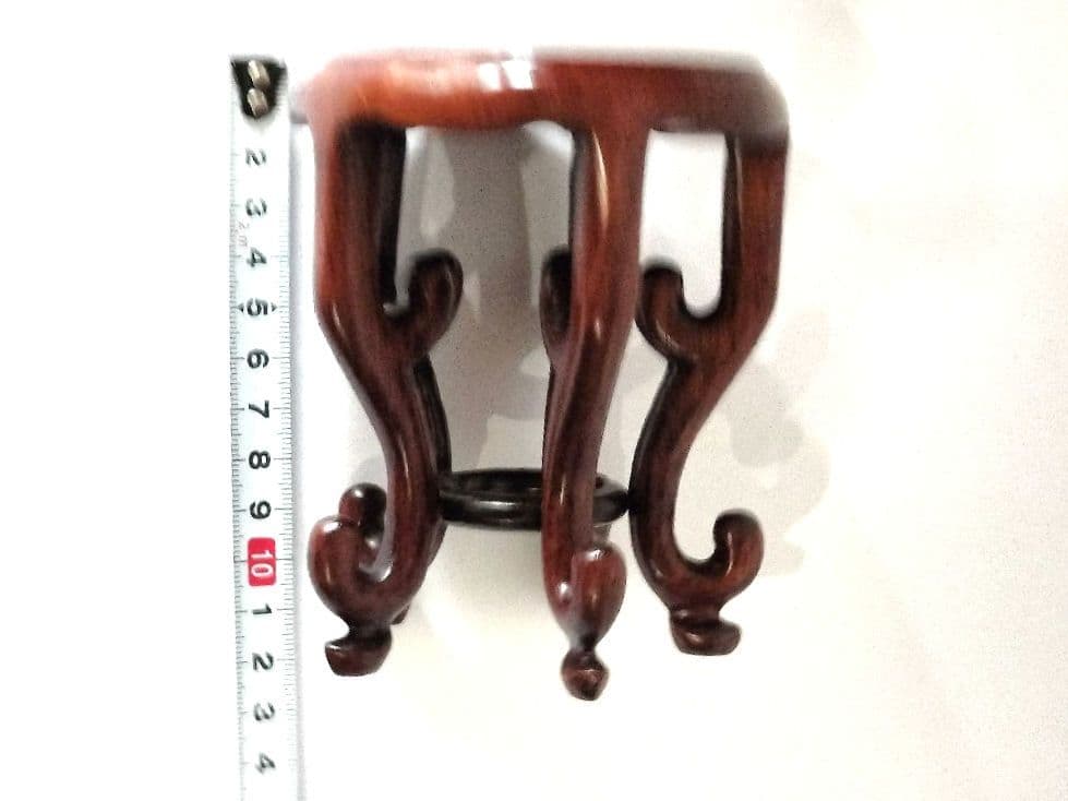 ❤【新品・未使用品含】盆栽卓　3個セット唐木 天然木 円式五足 花台 盆栽台
