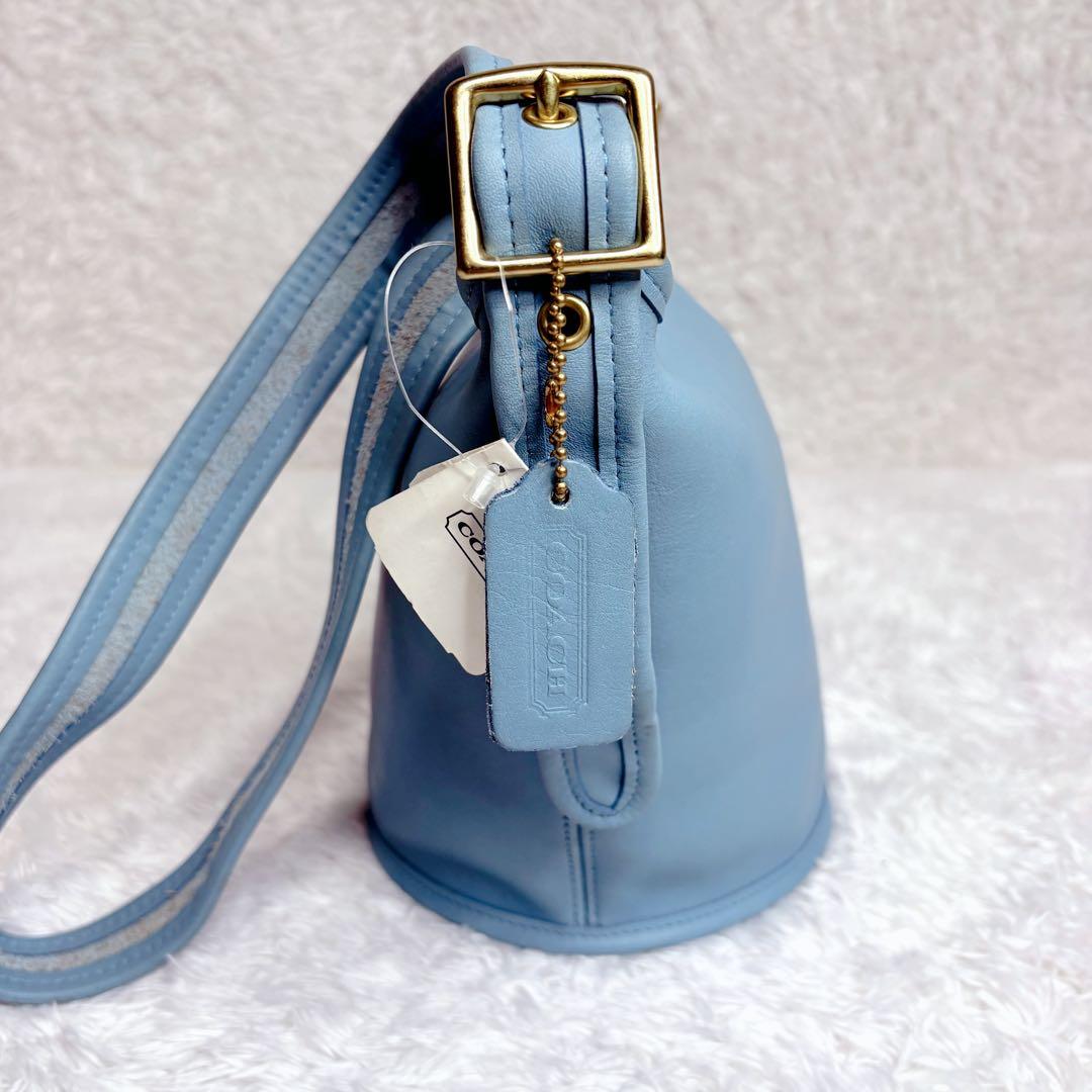 希少 タグ付 オールドコーチ バケツ型 USA製　ショルダーバッグ　ライトブルー