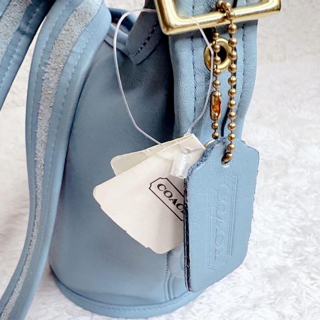 希少 タグ付 オールドコーチ バケツ型 USA製　ショルダーバッグ　ライトブルー