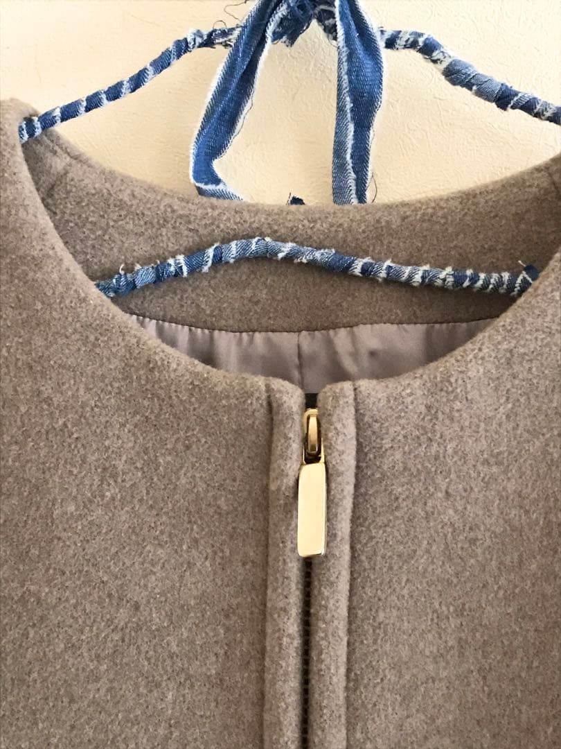 ★美品★ Noble ノーブル W/Ny ZIP ノーカラーコート