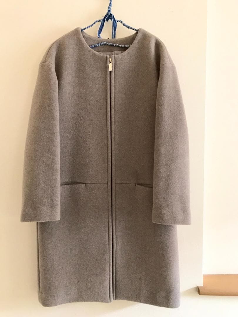 ★美品★ Noble ノーブル W/Ny ZIP ノーカラーコート