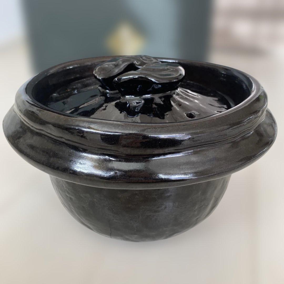 雲井窯　土鍋　五合炊き　鴨釉きまぐれ御飯鍋