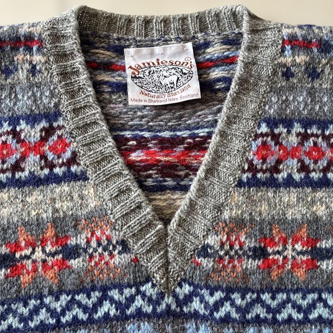 Jamieson's フェアアイル柄ウールニットベスト　ジャミーソンズ