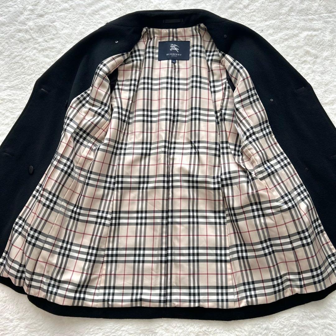【極美品】BURBERRYLONDON Pコート　アンゴラ ノバチェック 黒38