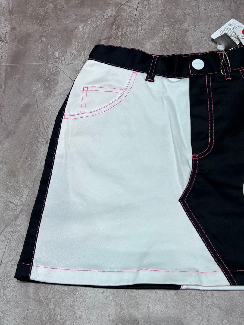 新品 MARK&LONA インナー付きスカート バイカラー ホワイトブラック