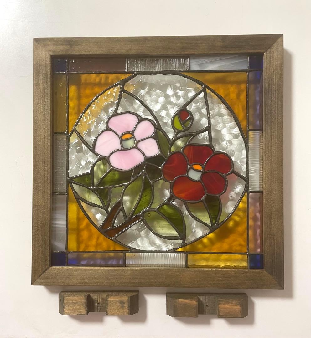 ステンドグラスパネル　和モダン【椿】