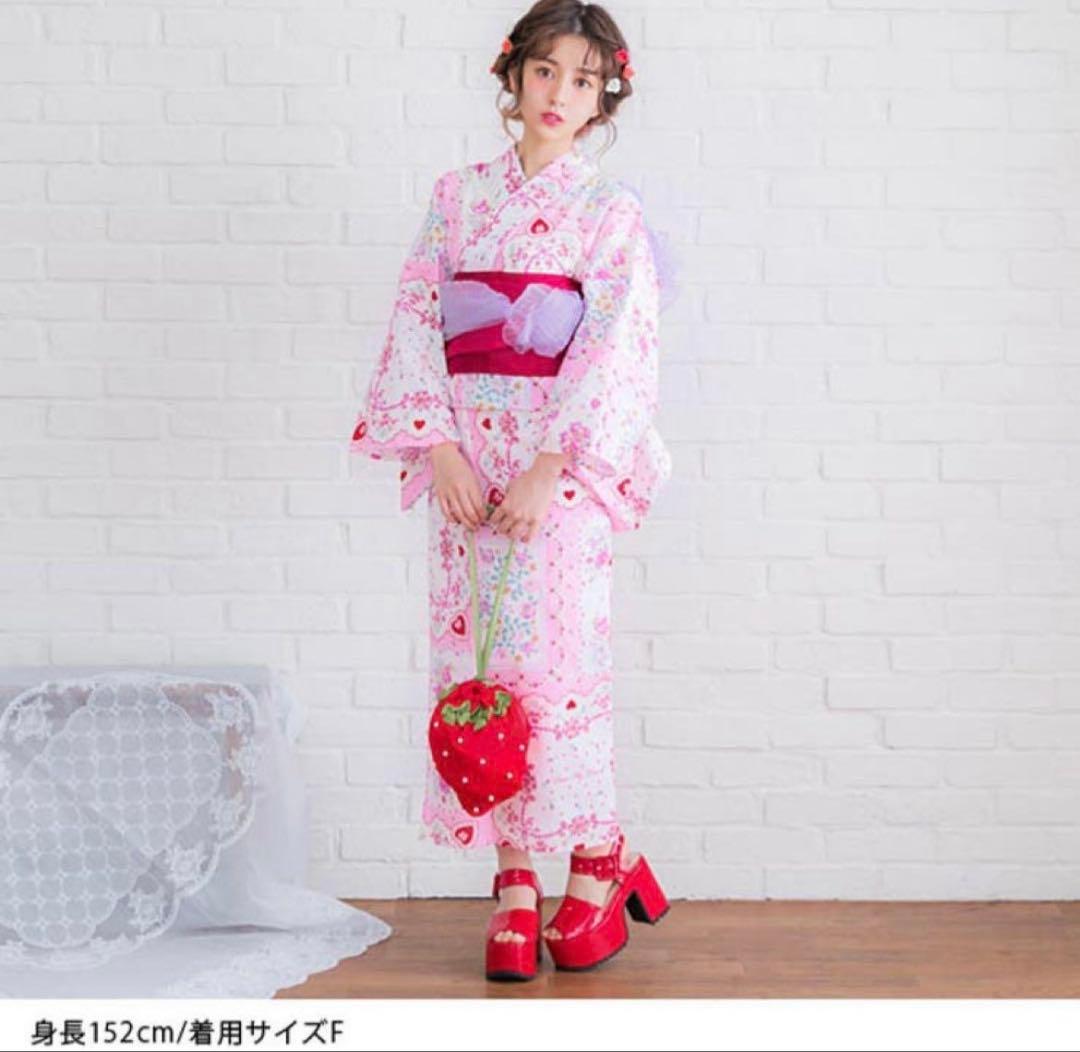 夢展望 DearMyLoveフラワーハンカチーフ柄 浴衣、帯セット