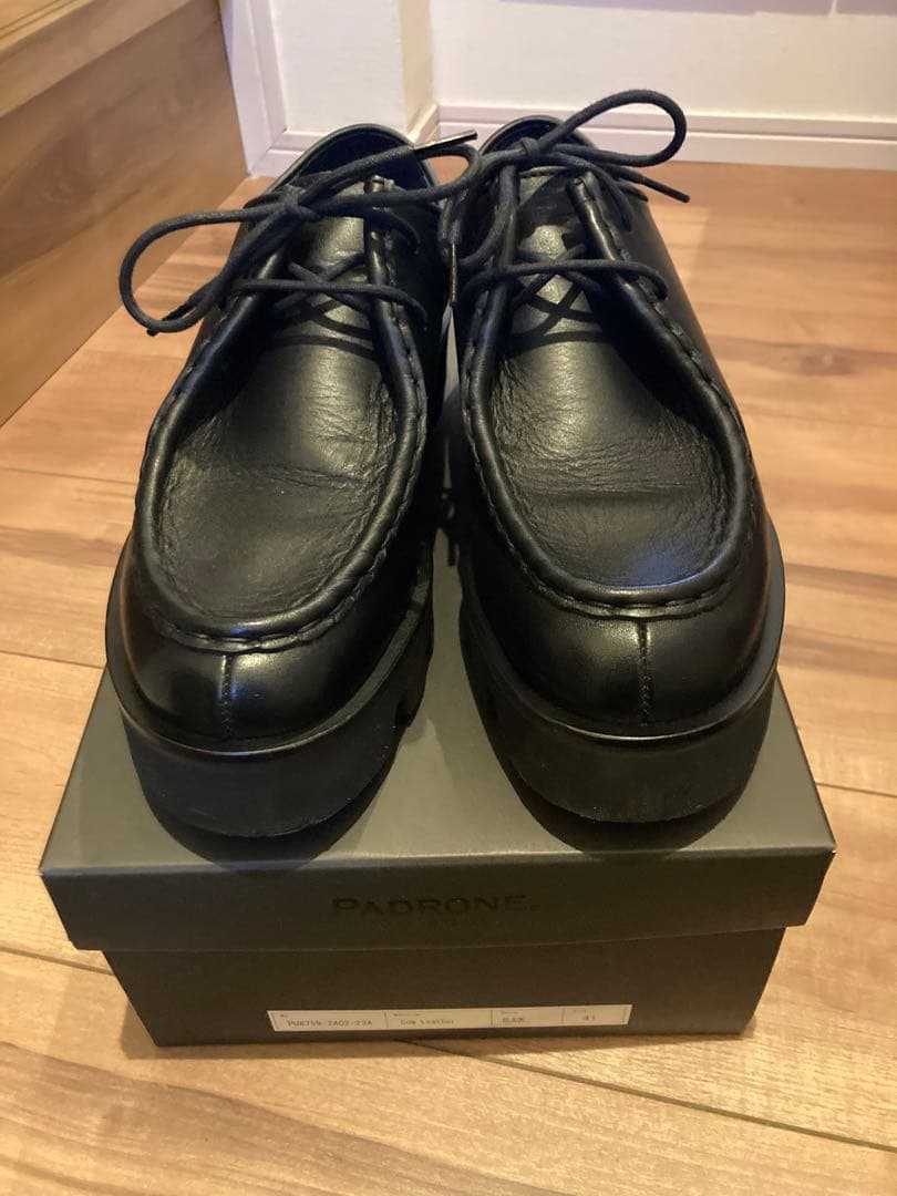 ☆ パドローネ　チロリアンシューズ　黒　チャンキーソール　41