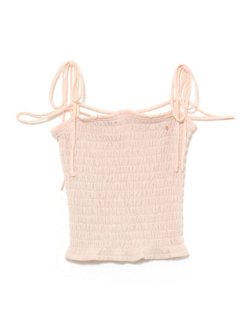 トップス Shirring ribbon camisole andmary pink