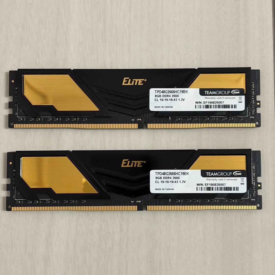 TEAM製メモリ 8GB×2 16GB DDR4 2666