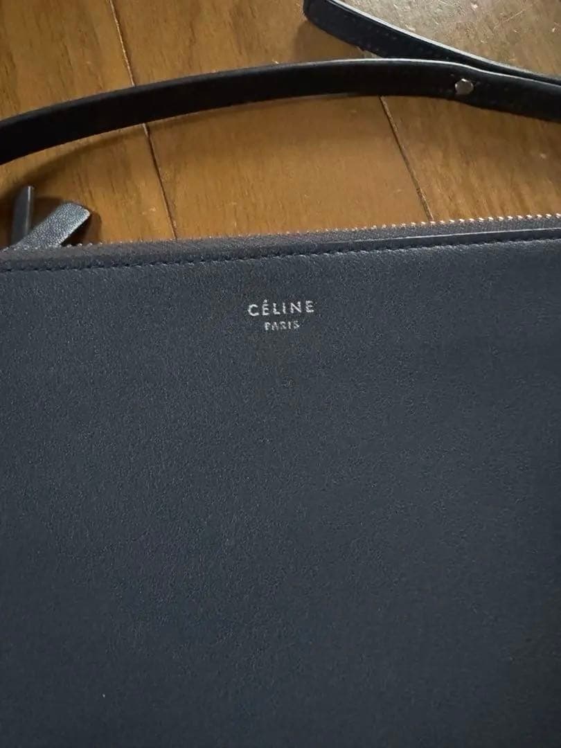 最終価格⭐︎セリーヌ 美品 トリオ スモール 旧ロゴ 濃グレー