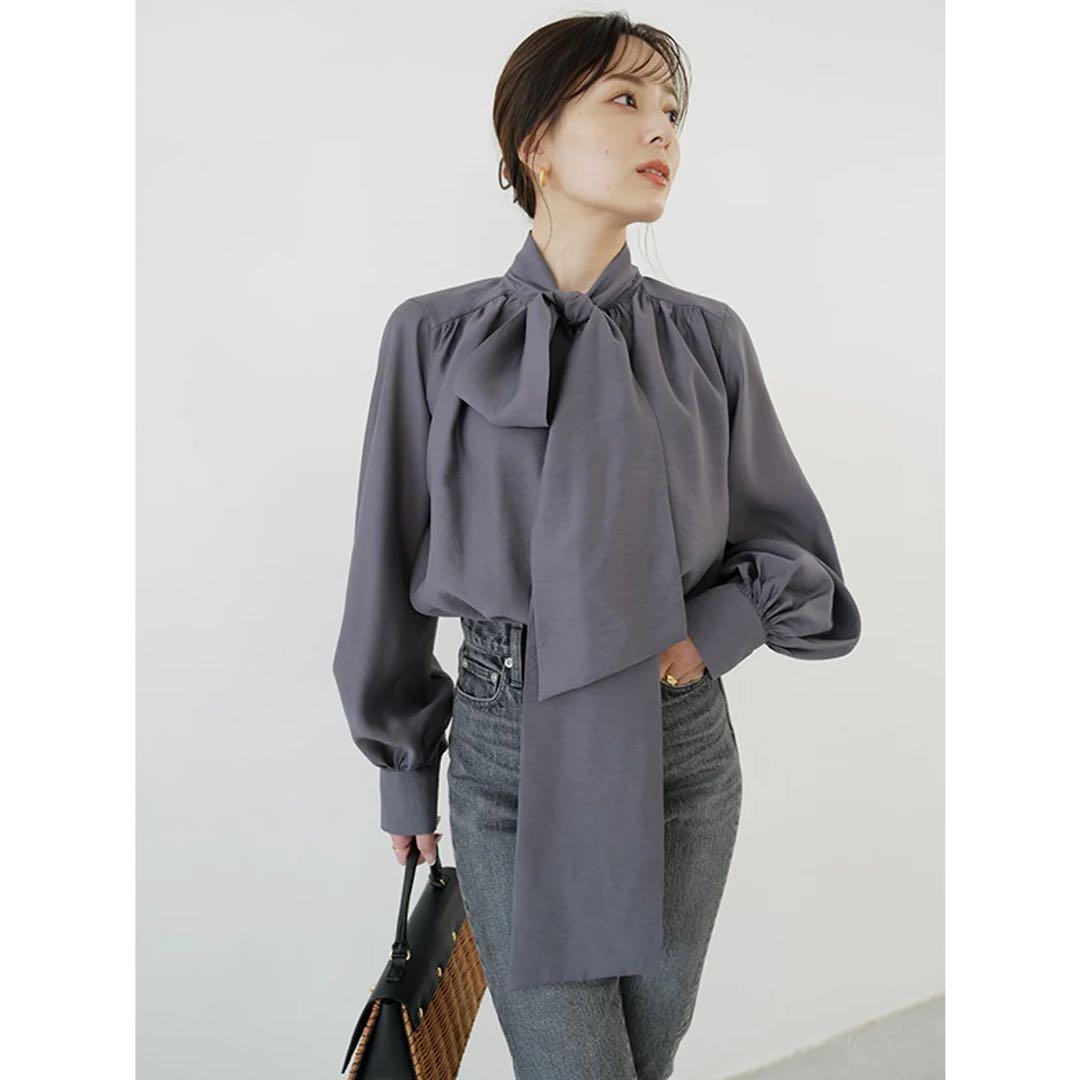 【定価16500円/完売品】anuans ボリュームタイブラウス グレー