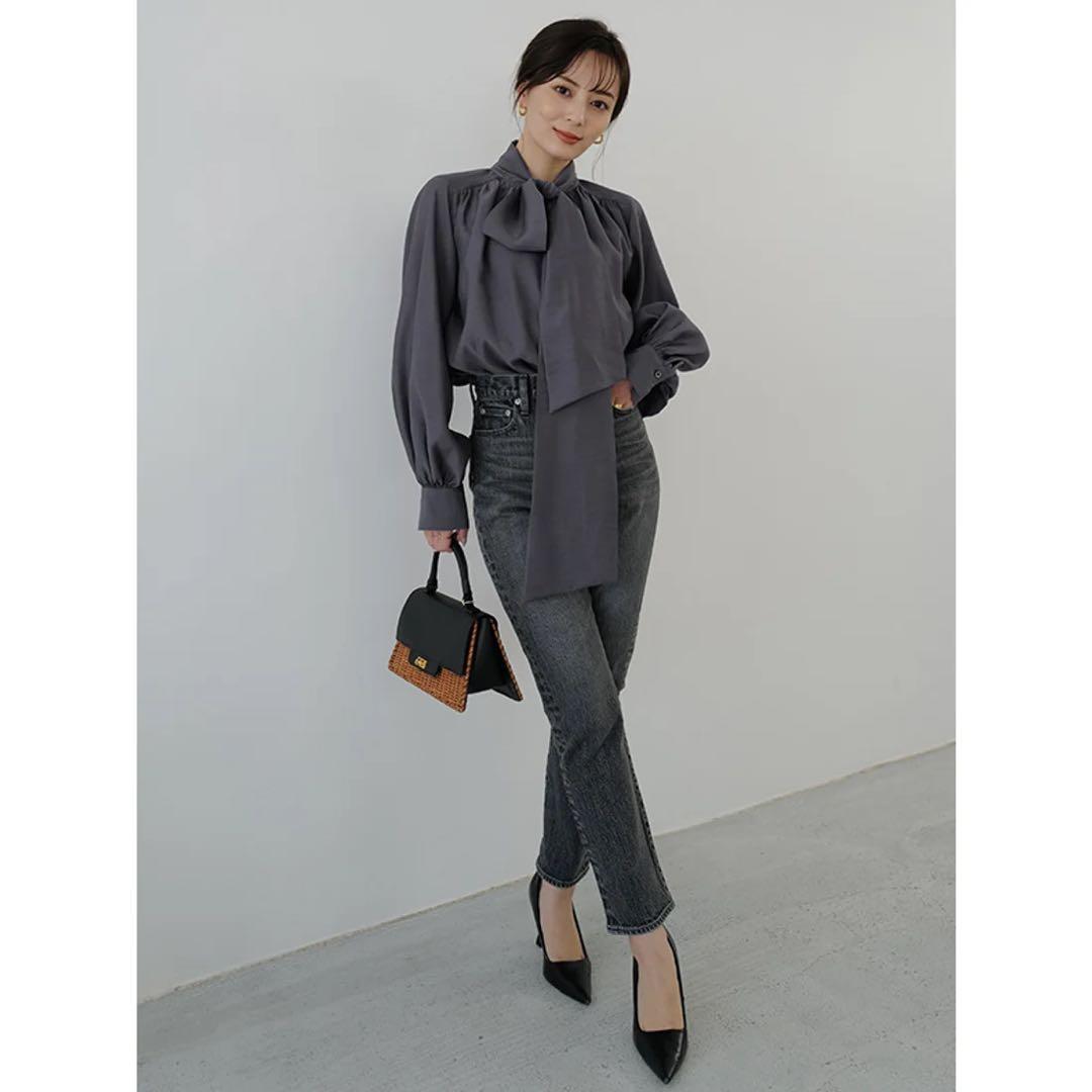 【定価16500円/完売品】anuans ボリュームタイブラウス グレー