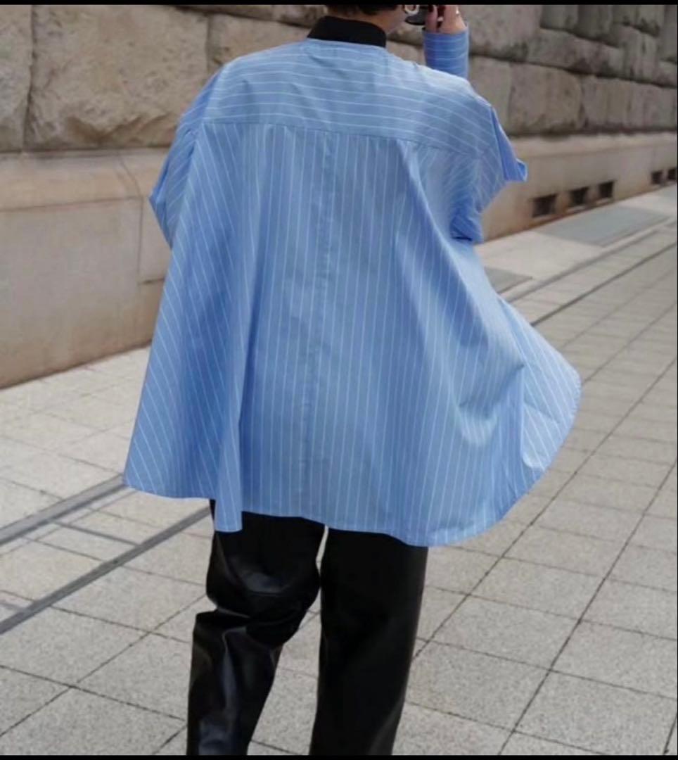 マチャットmachatt 完売品 タイドッキングシャツ　ブルー×ブラックタイ