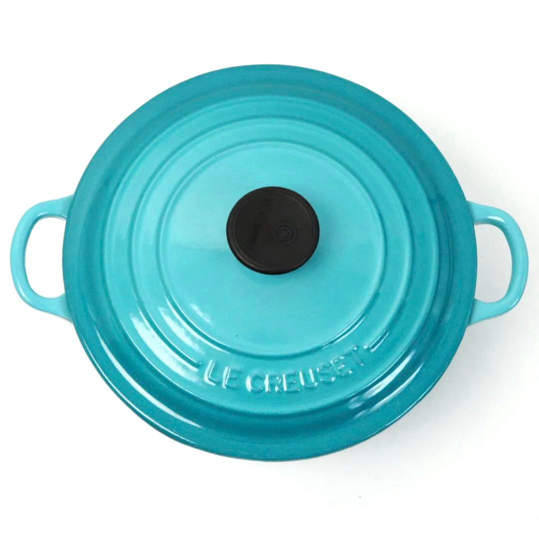 【美品】LE CREUSET　ココット ロンド カリビアンブルー　20cm