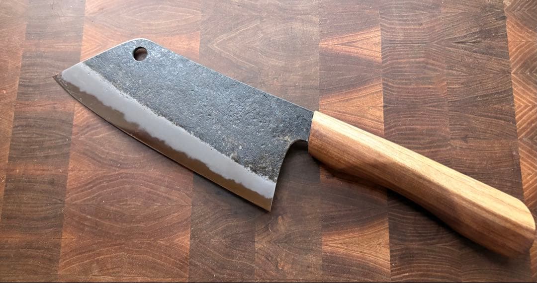 土佐打刃物 黒鳥鍛造工場 220mm 切付　クリーバー　包丁　青紙　アウトドア