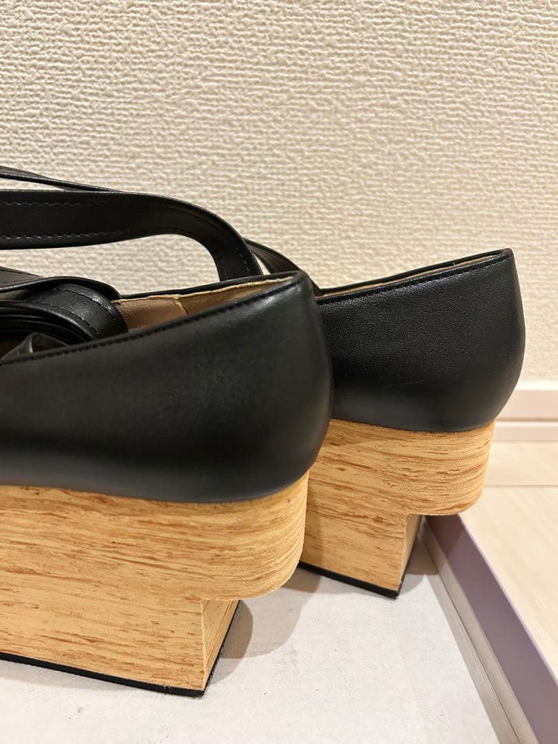 廃盤　BODYLINE 新品　厚底　木底　シューズ　黒　地雷　【Sサイズ】