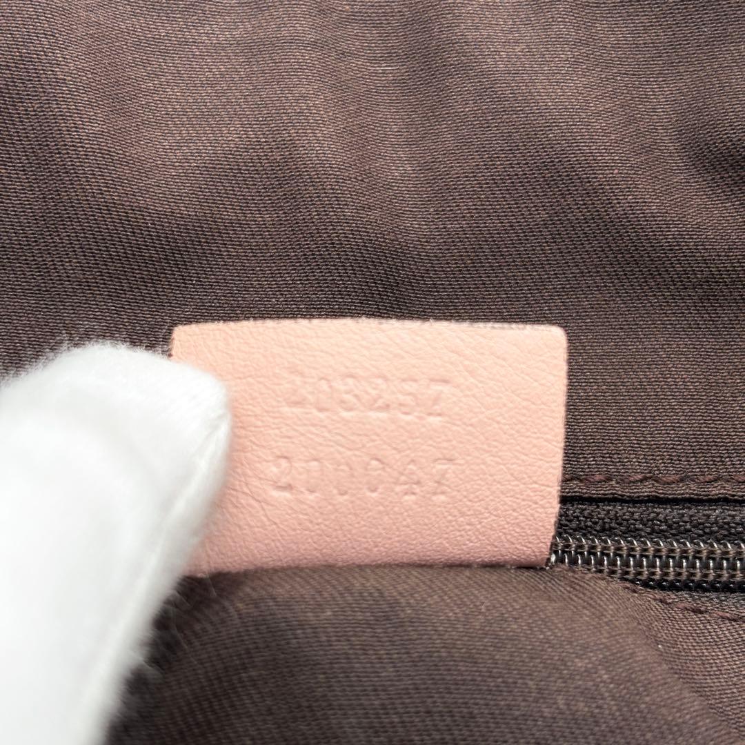 美品 グッチ ショルダーバッグ アビー GGキャンバス レザー 斜め掛け ピンク