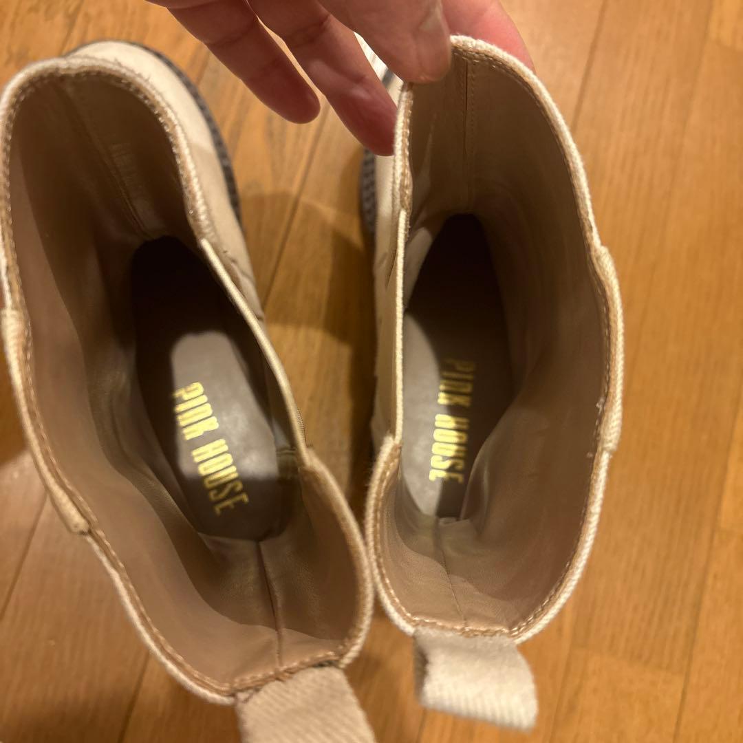 ピンクハウス♡厚底デニム配色ロゴブーツ定価36,800円