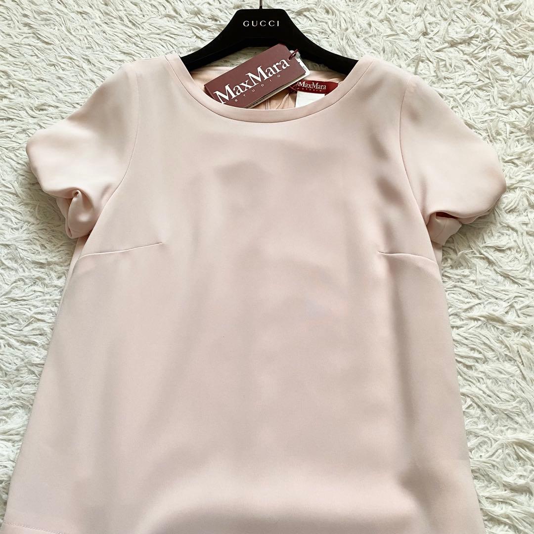 新品■マックスマーラ　フレンチスリーブ　ひざ丈ワンピース　ピンク　大きいサイズ