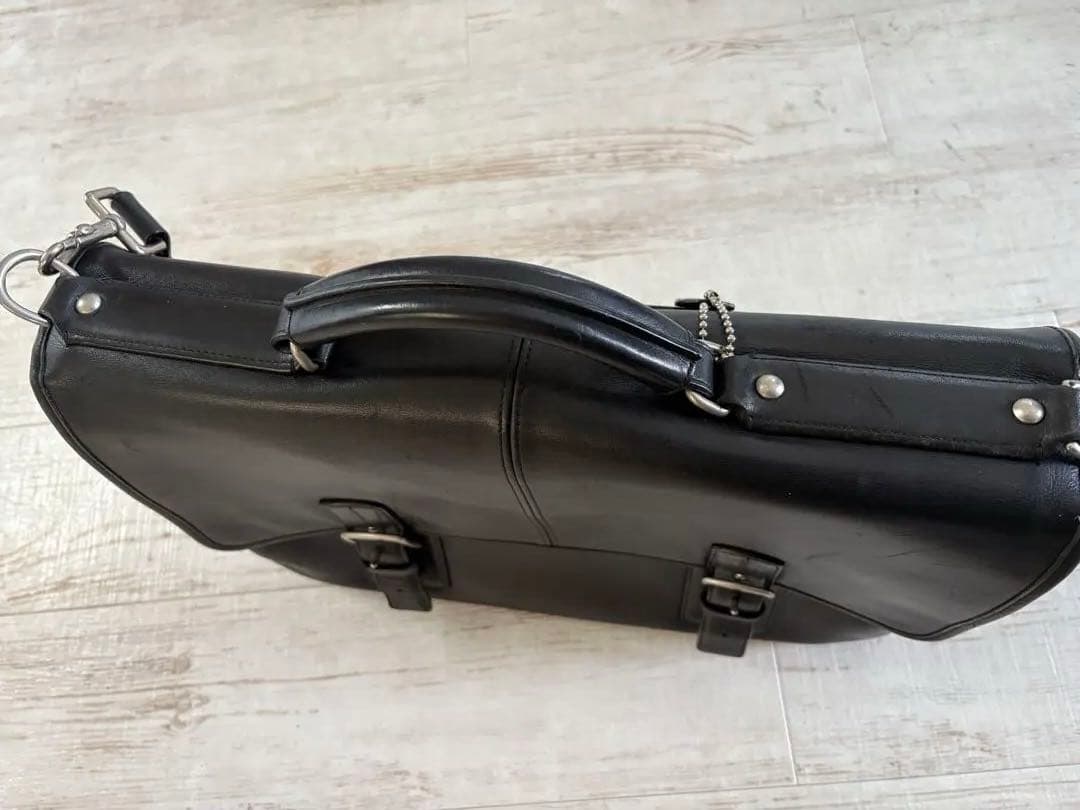 coach黒 レザービジネスバッグ ダブルバックル