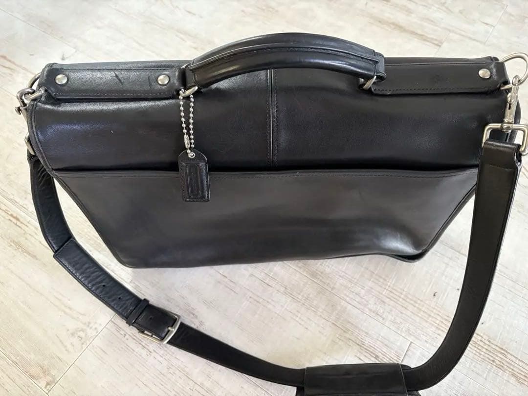 coach黒 レザービジネスバッグ ダブルバックル