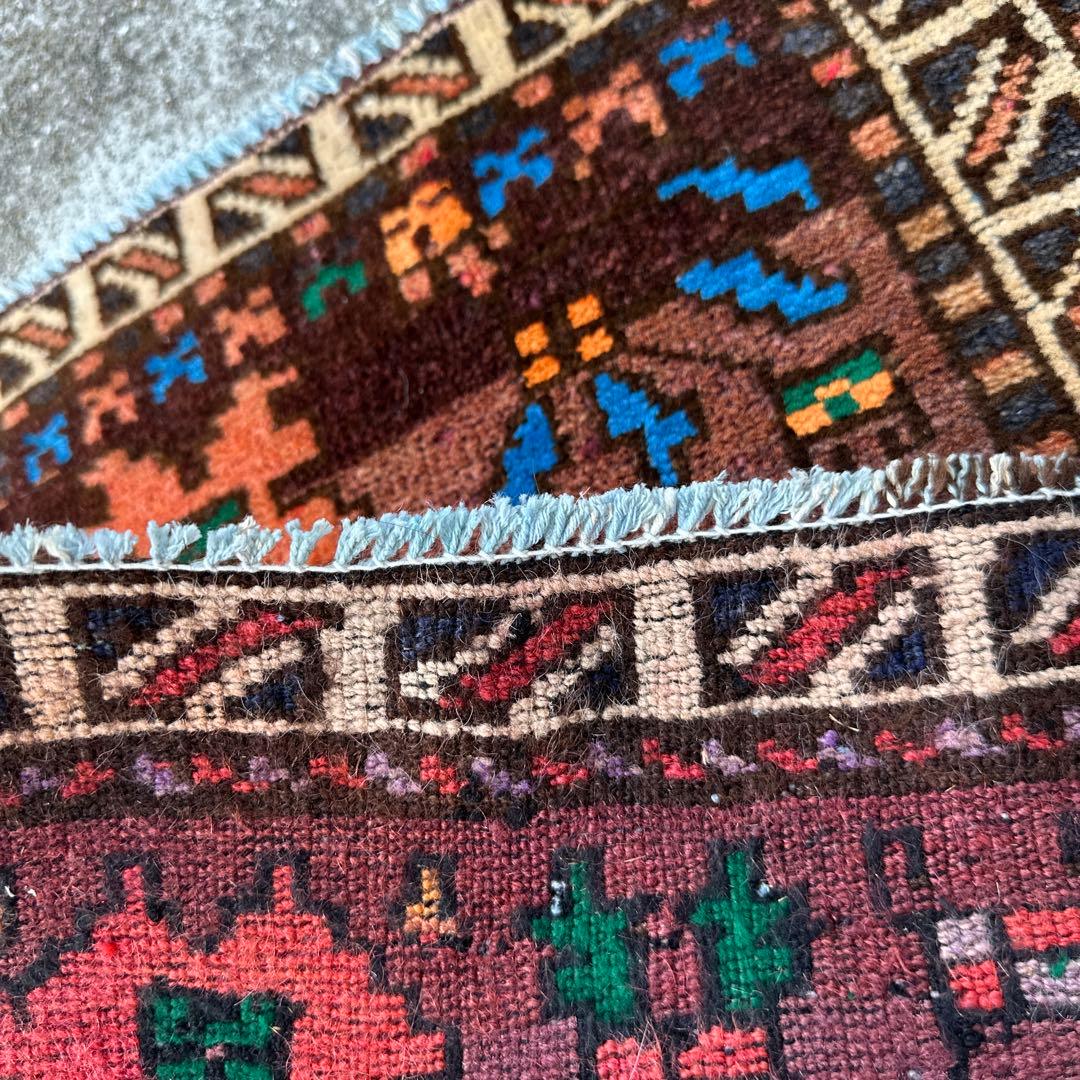 59x44cmトライバルラグ手織り絨毯 ヴィンテージ 手織り絨毯年代トルクメン