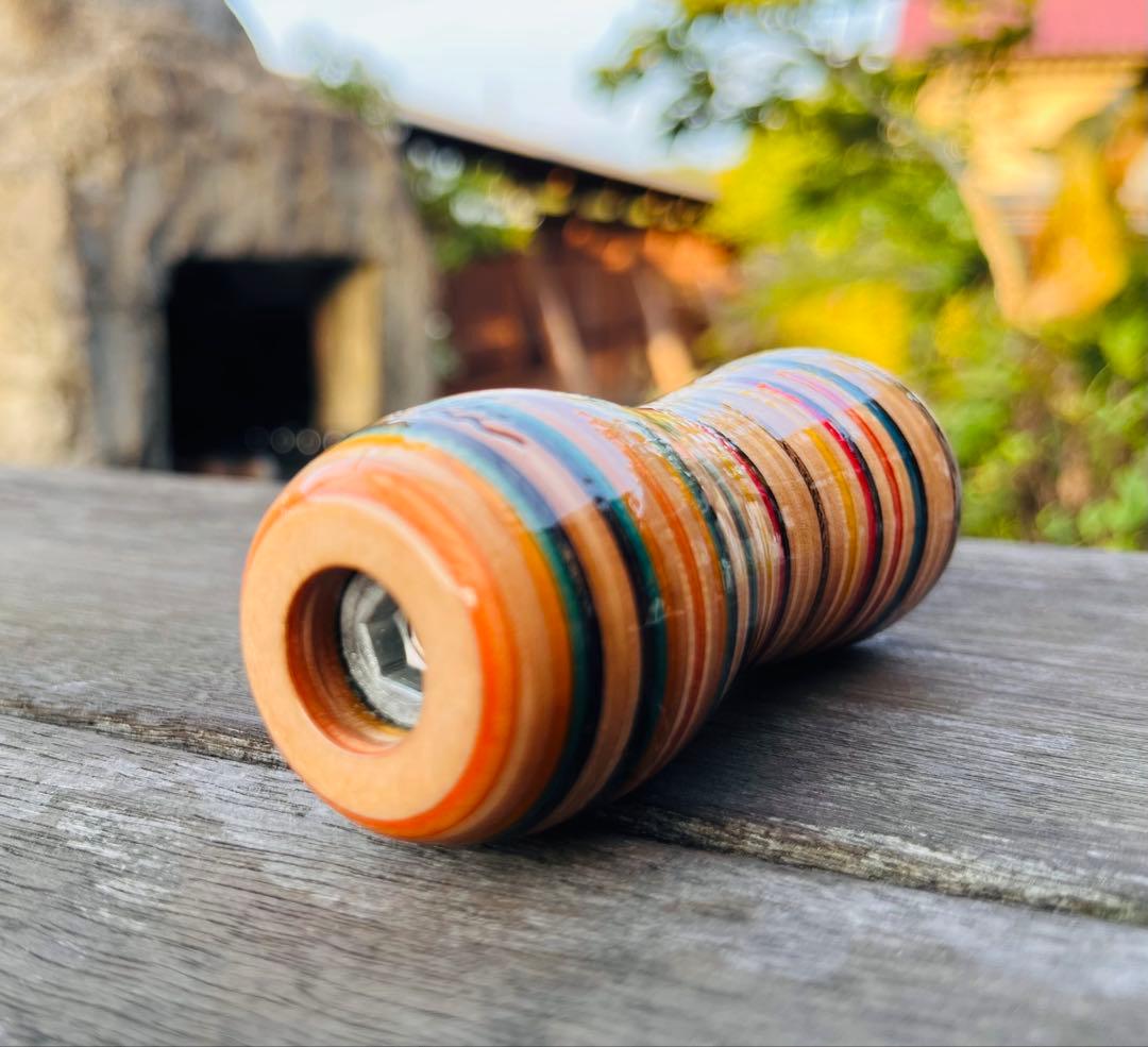 スケボーシフトノブ　寄木　リメイク　ハンドメイド