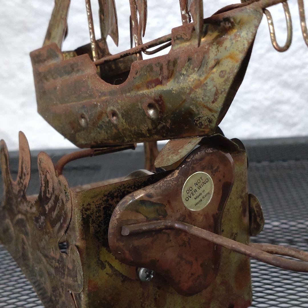 【アンティーク 帆船ブリキ】オルゴール 可動細工 動作確認済