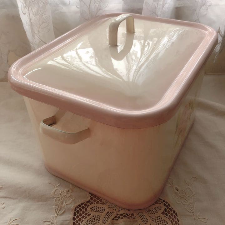 お値下げ♡新品イマンダイアナローズホーローミディ缶琺瑯マニーローズバスケット薔薇