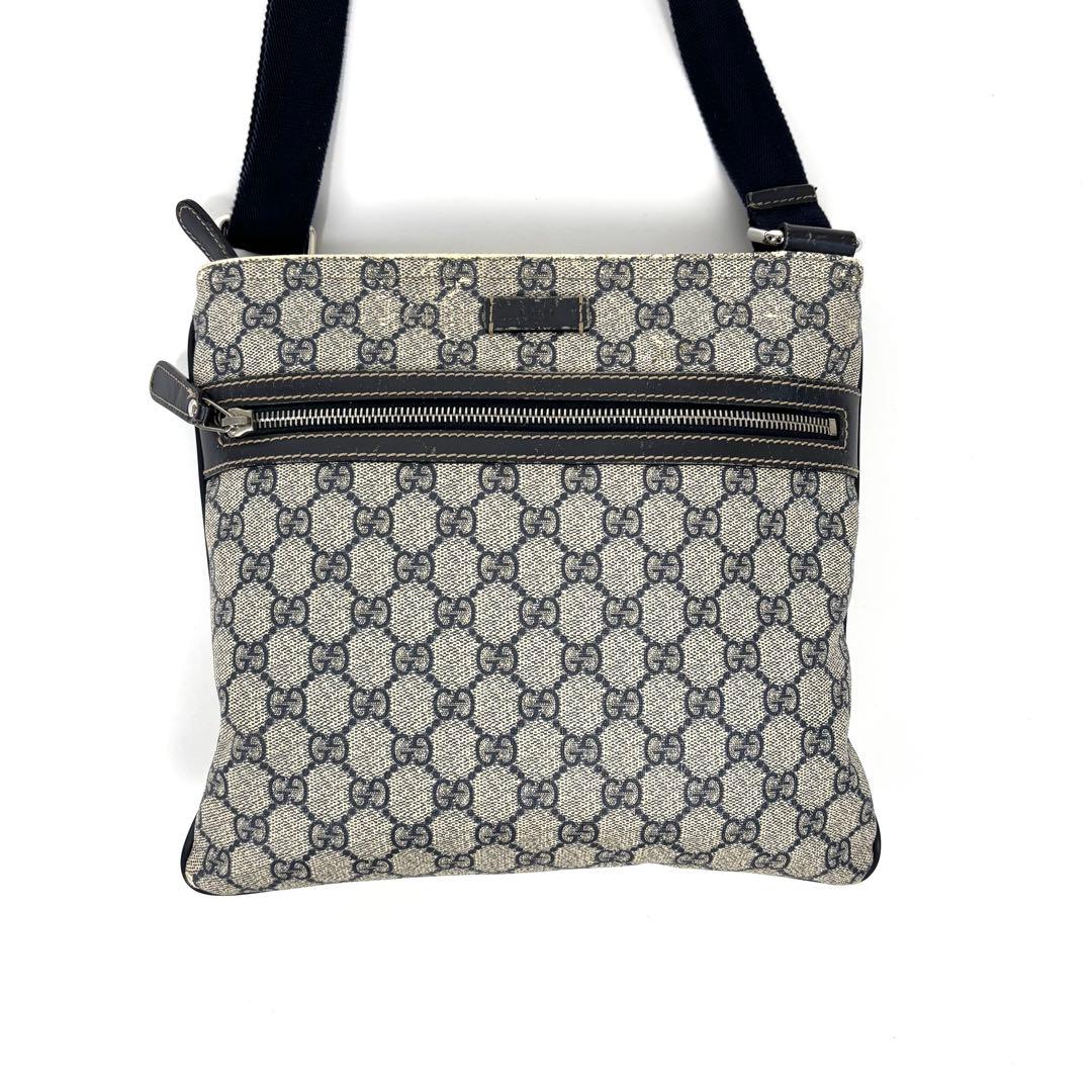 GUCCI グッチ GGスプリーム PVC × レザー ショルダーバッグ