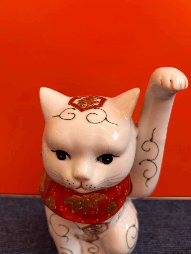 1274  九谷焼❓　招き猫　置物