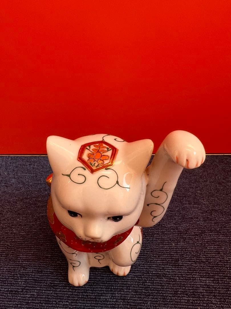 1274  九谷焼❓　招き猫　置物