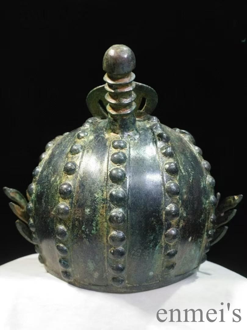 中国古美術 春秋 青銅器 頭兜 冠冑 面具 軍事具 春秋戦国 彫刻 古兵器 骨董