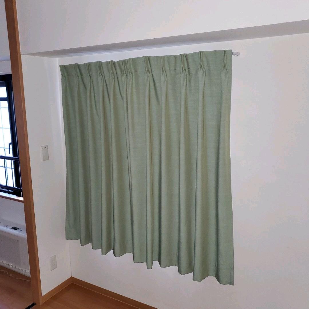 ★【美品】絶妙カラーの裏地付きカーテン ACTUS/グリーン ②★