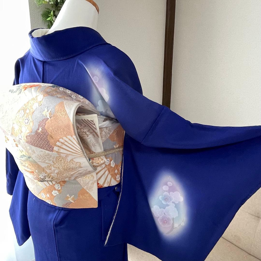 ブルー 友禅 4点 フルセット 訪問着 入学式 卒業式 入園式 春 秋 冬