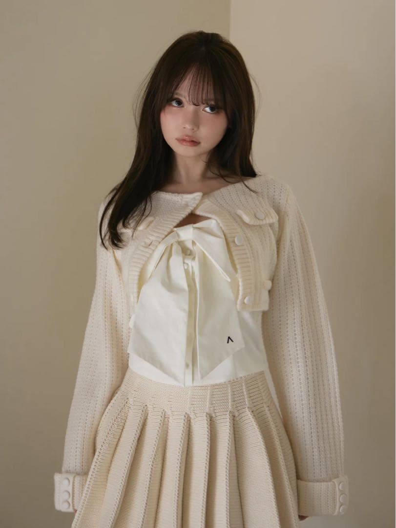 トップス Twiggy tweed ribbon set tops