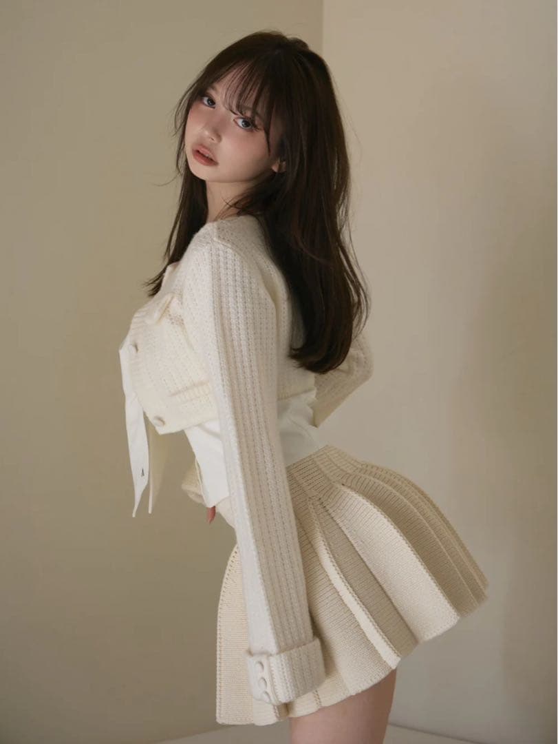 トップス Twiggy tweed ribbon set tops