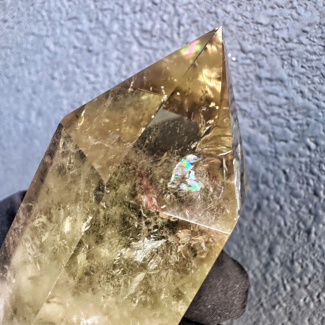 【金運·浄化】シトリン☆黄水晶 六角柱レインボー☆ファントム 超パワーA1159