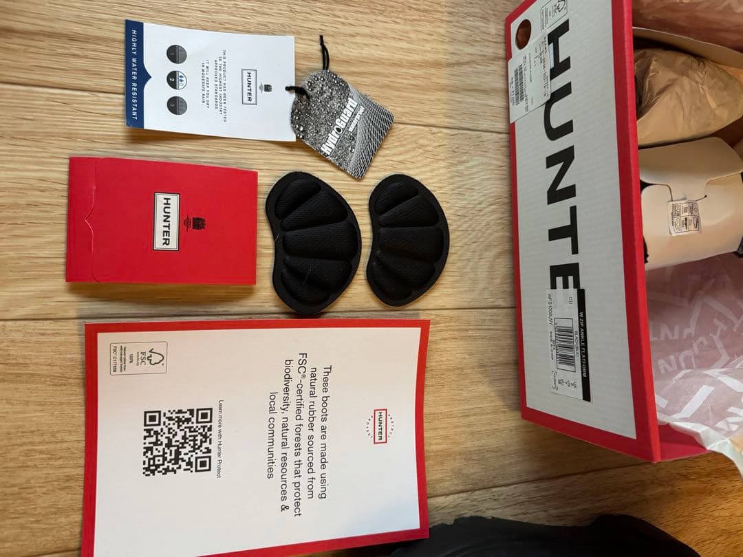 HUNTER ブラック 厚底ショートブーツ防水