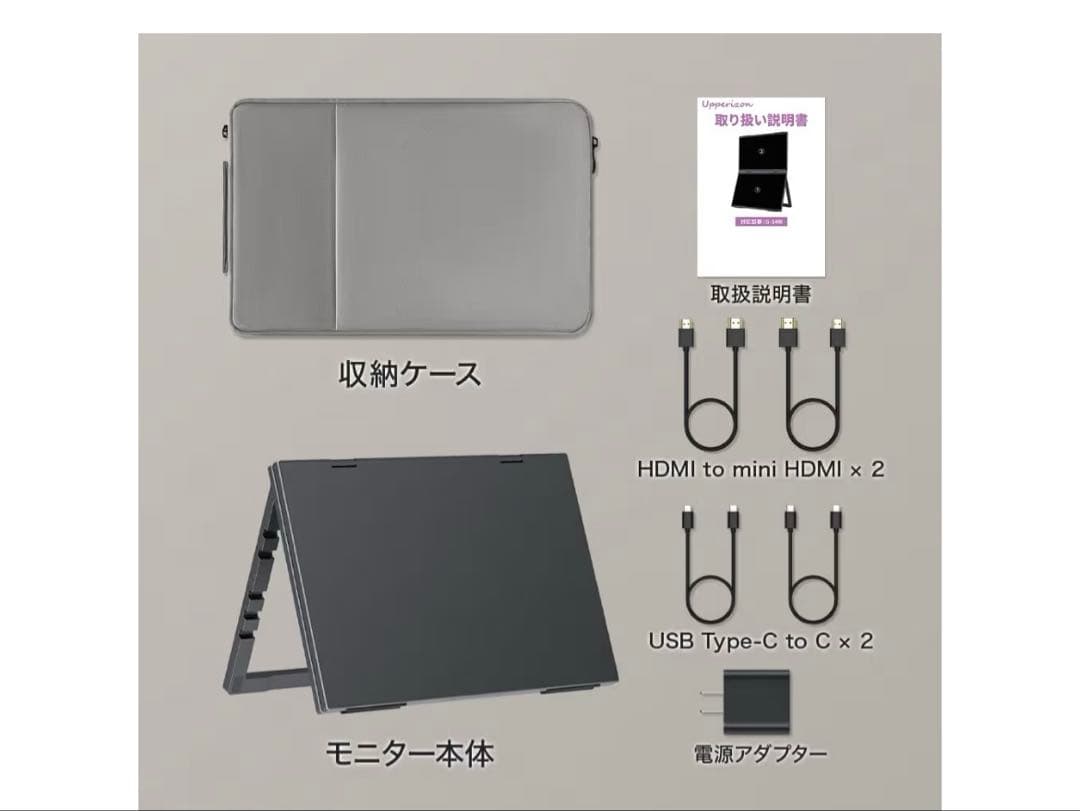 デュアルモバイルモニター 14インチ×2画面 ドライバー不要 非光沢IPS 10