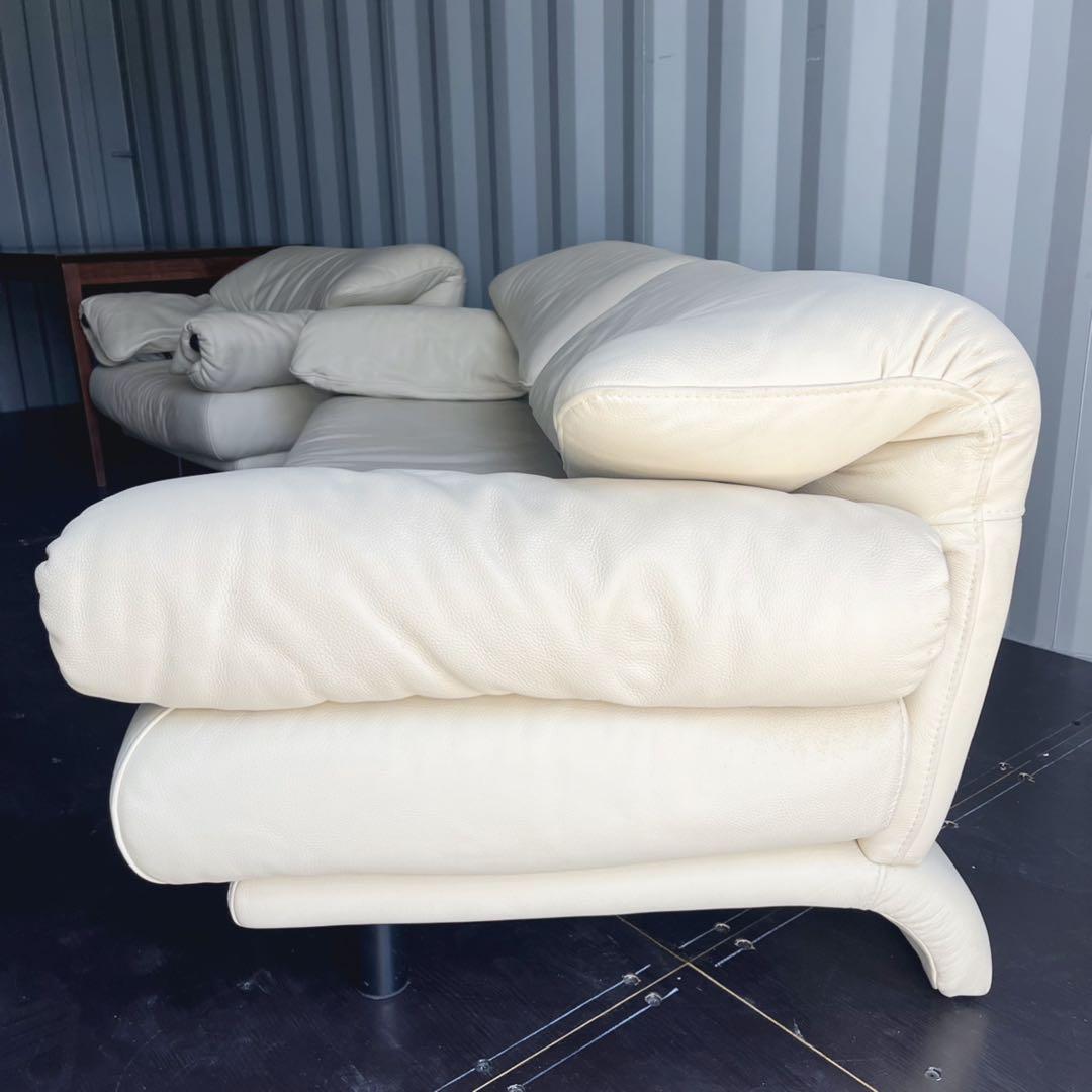 取付無料！IDC大塚家具 ポルトロメック ジェミニ 総本革アイボリーソファ✨