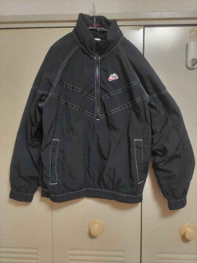 【美品】NIKEナイキ ナイロンアノラック ハーフジップ セットアップ上 L下M