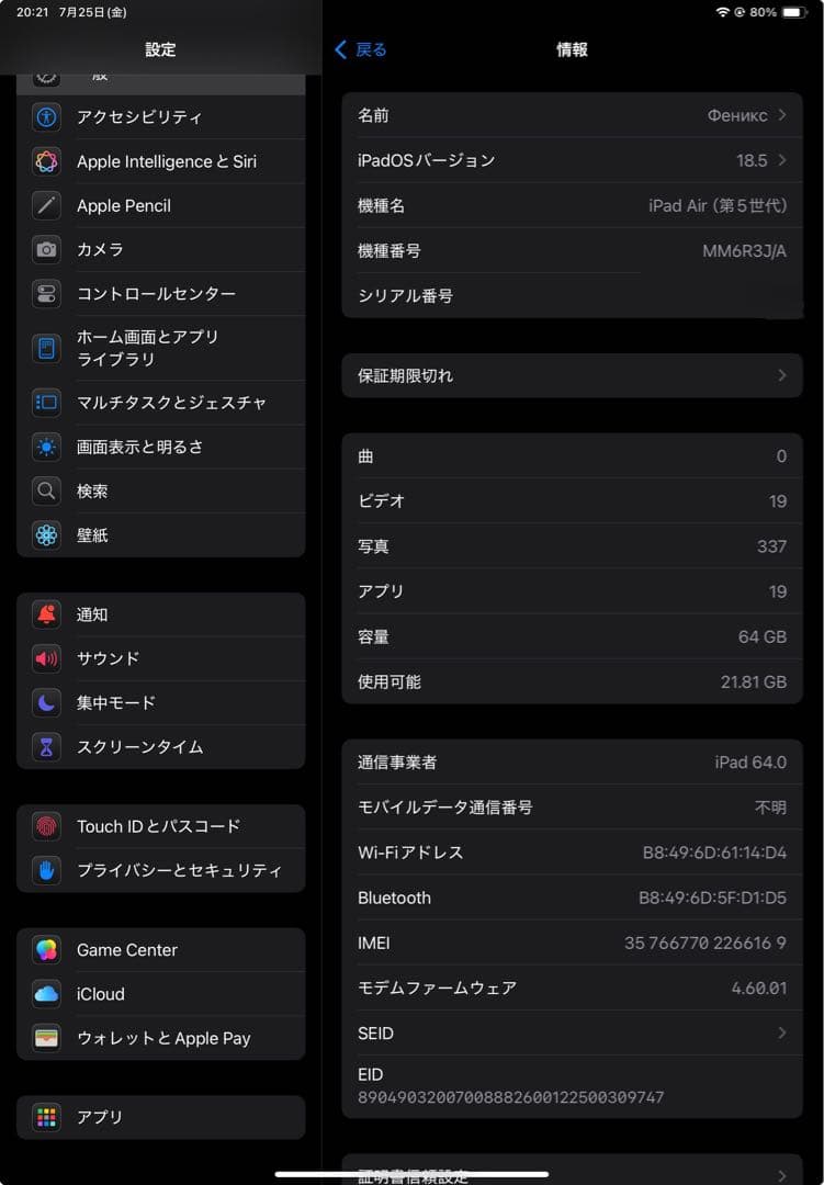Apple iPad Air 第5世代 グレー 本体 セルラーモデル 64GB