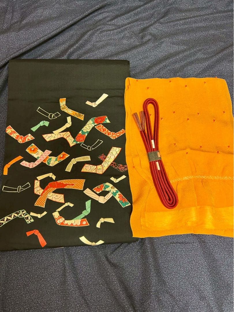 ひ*こ様 未使用　新品　美品　袷　大島紬　白紬　小紋　フルセット　身丈155.5