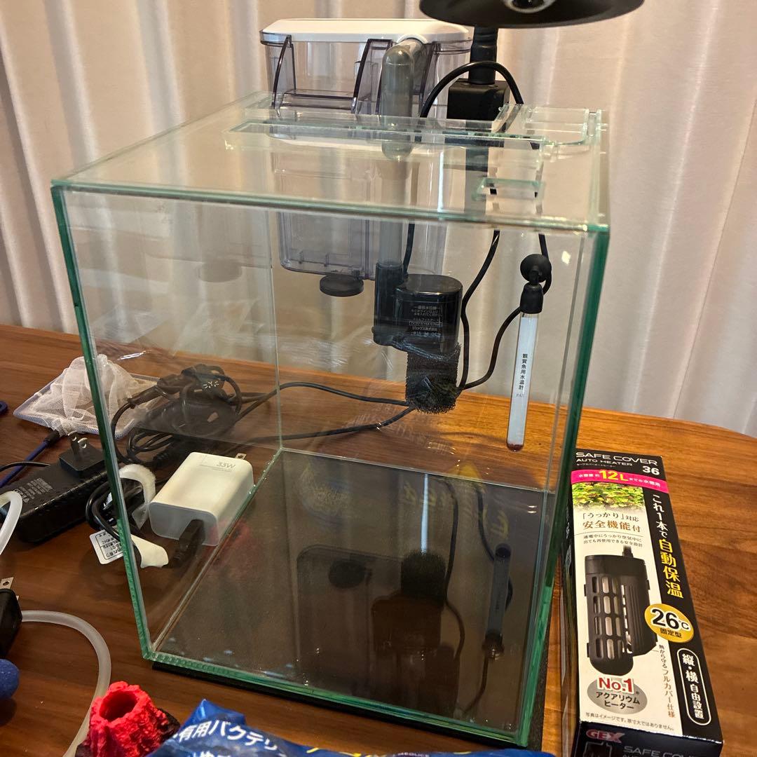 海水魚 ガラス水槽 セットライト•フィルター•飼育本付き