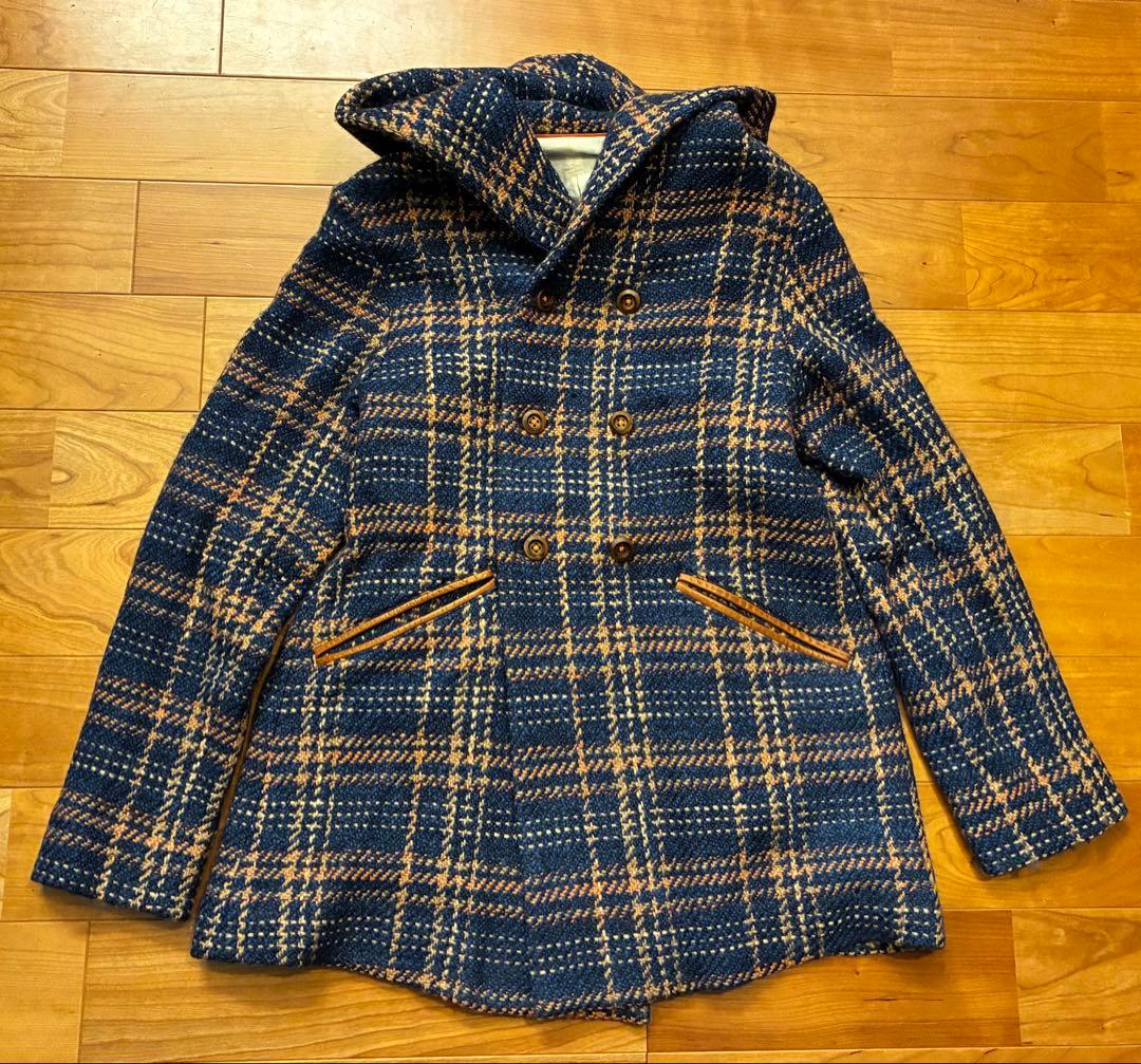 高級　VM　ヴーム　ダブルブレスト フード付き コート　パーカー　レザー　S