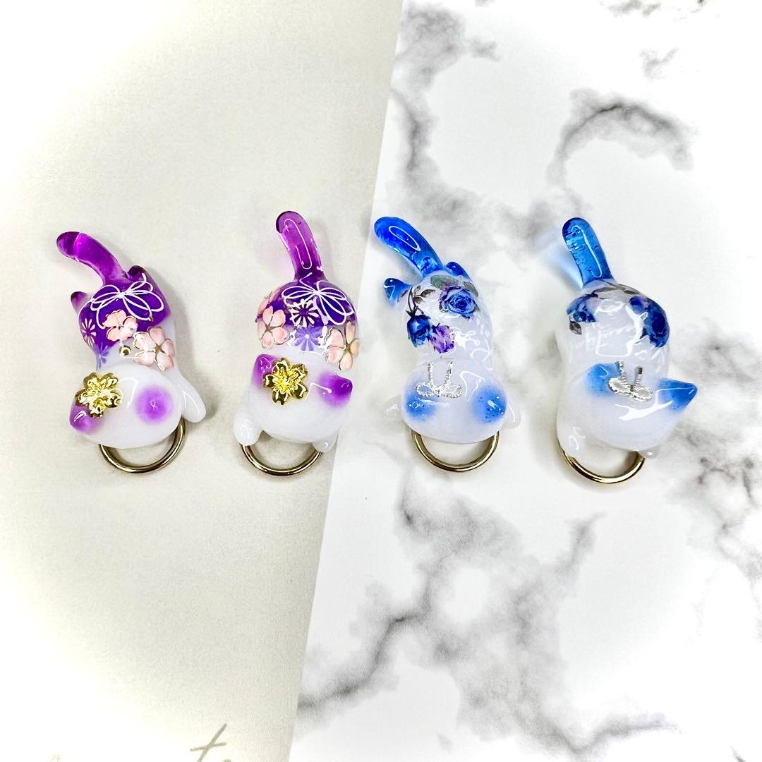 リクエスト専用　紫の花束　猫　5個セット